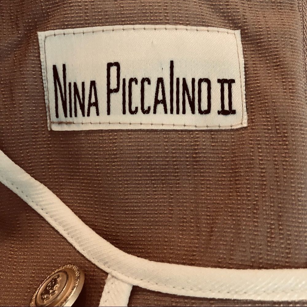 Nina Piccalino 11 Vintage Tan Sheath Dress Faux Jacket W/Buttons Dress 10 - Picture 6 of 7